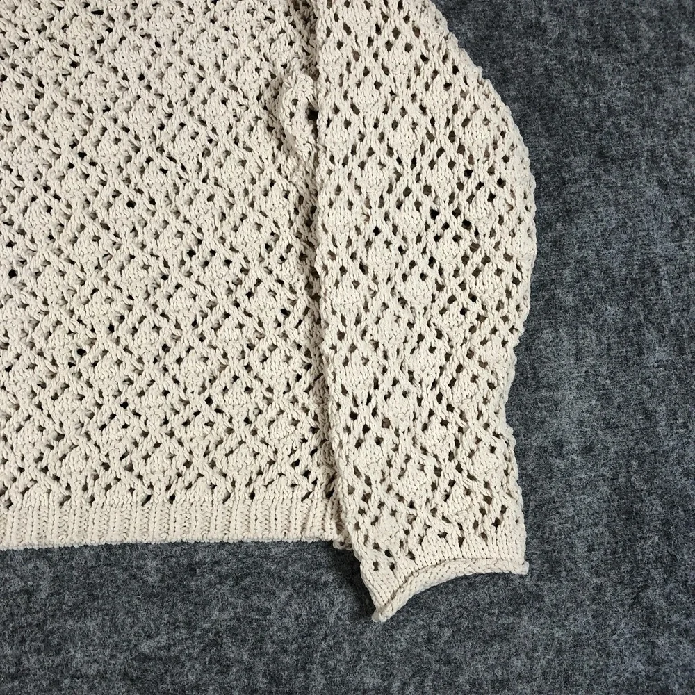 Artelier Nicole Miller Sweater‎ Womens Large Cream Open Knit Crochet